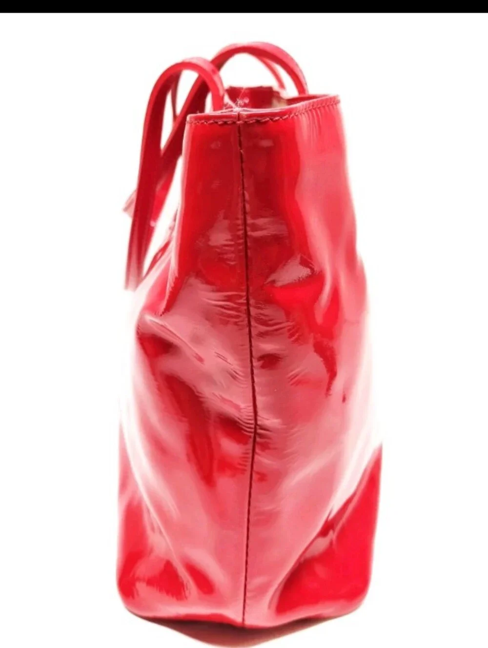 Celine Red Patent Leather Tote Bag With Padlock